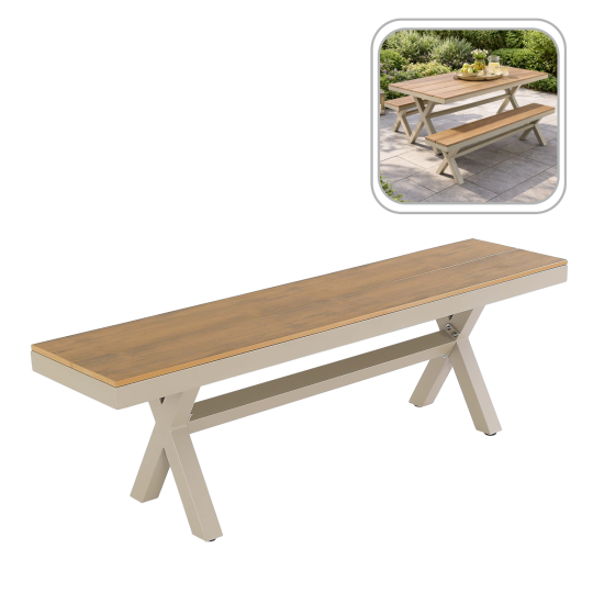 Kerti alumínium pad bézs 150 × 36 × 47 cm
