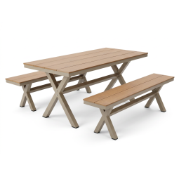 Kerti alumínium pad bézs 150 × 36 × 47 cm
