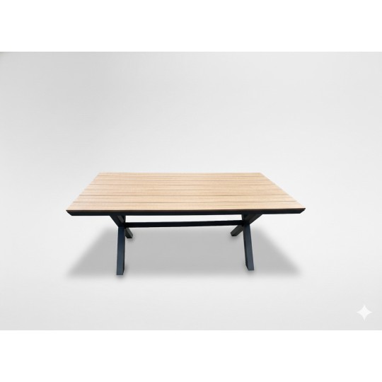 Kerti alumínium asztal Polywood asztallappal, sötétszürke 180 × 100 × 75 cm