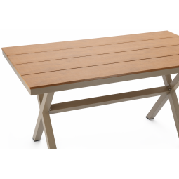 Bézs kerti alumínium asztal 150 × 90 × 74 cm