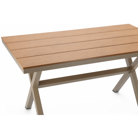 Bézs kerti alumínium asztal 150 × 90 × 74 cm