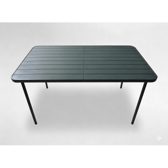 Téglalap alakú sötétszürke kerti asztal 140 × 80 × 72 cm