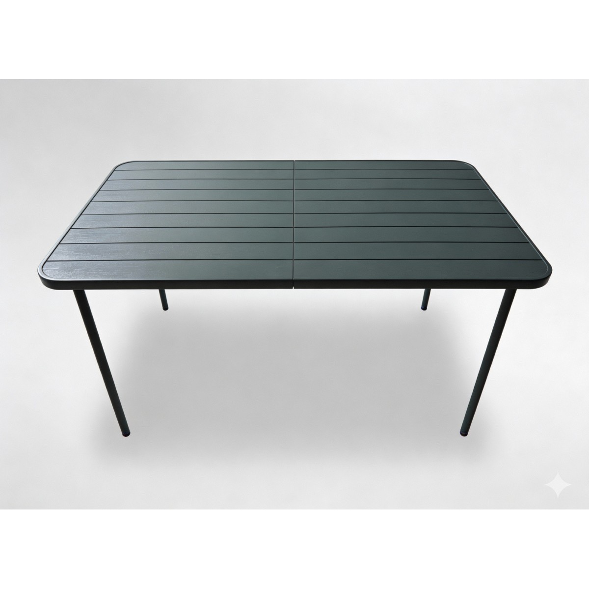 Téglalap alakú sötétszürke kerti asztal 140 × 80 × 72 cm