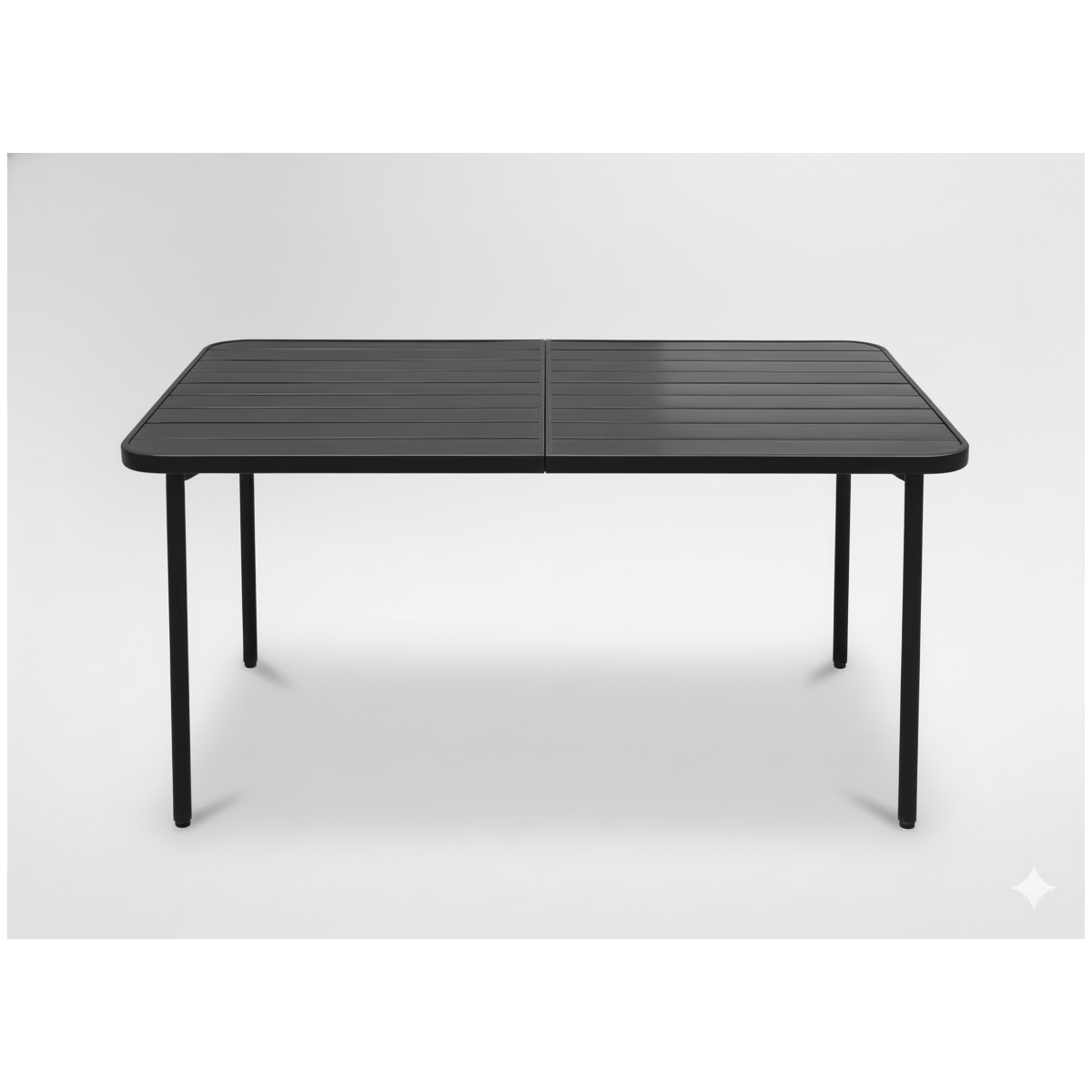 Téglalap alakú sötétszürke kerti asztal 140 × 80 × 72 cm