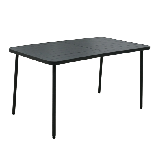 Téglalap alakú sötétszürke kerti asztal 140 × 80 × 72 cm