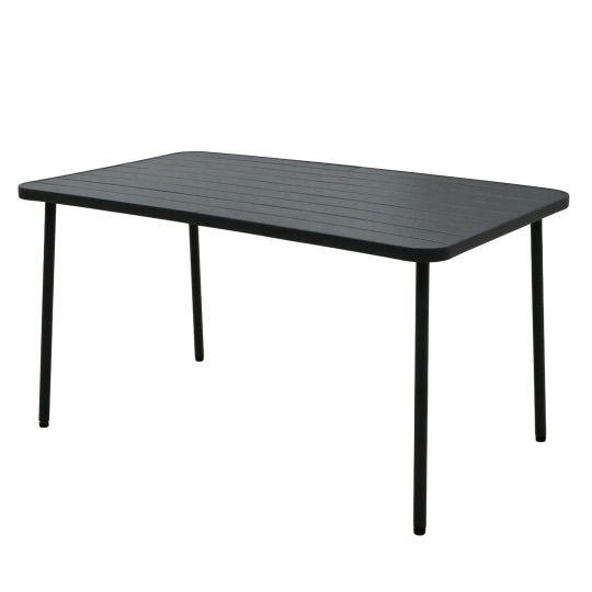 Téglalap alakú sötétszürke kerti asztal 140 × 80 × 72 cm