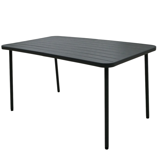 Téglalap alakú sötétszürke kerti asztal 140 × 80 × 72 cm