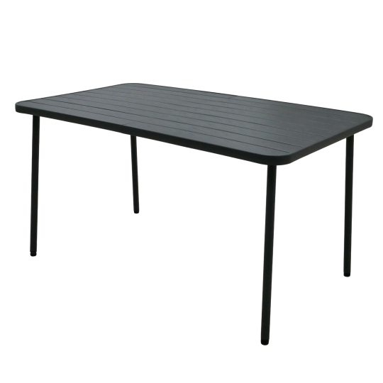 Téglalap alakú sötétszürke kerti asztal 140 × 80 × 72 cm