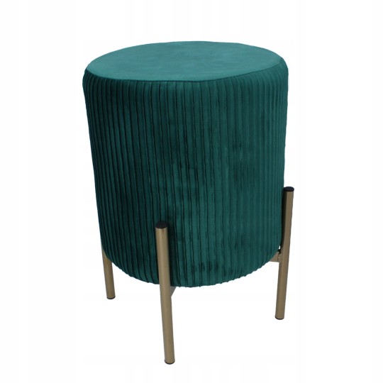 Kerek puff arany lábakkal 28 × 42 cm – zöld