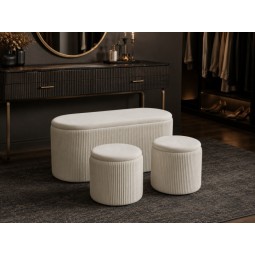 Elegáns fehér puffok, 3 részes szett