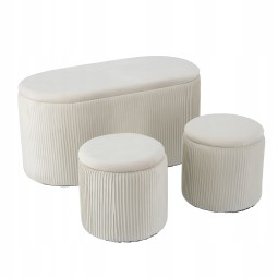 Elegáns fehér puffok, 3 részes szett