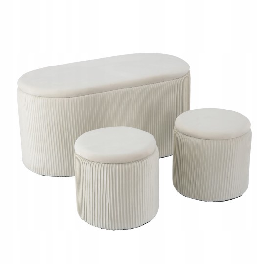 Elegáns fehér puffok, 3 részes szett