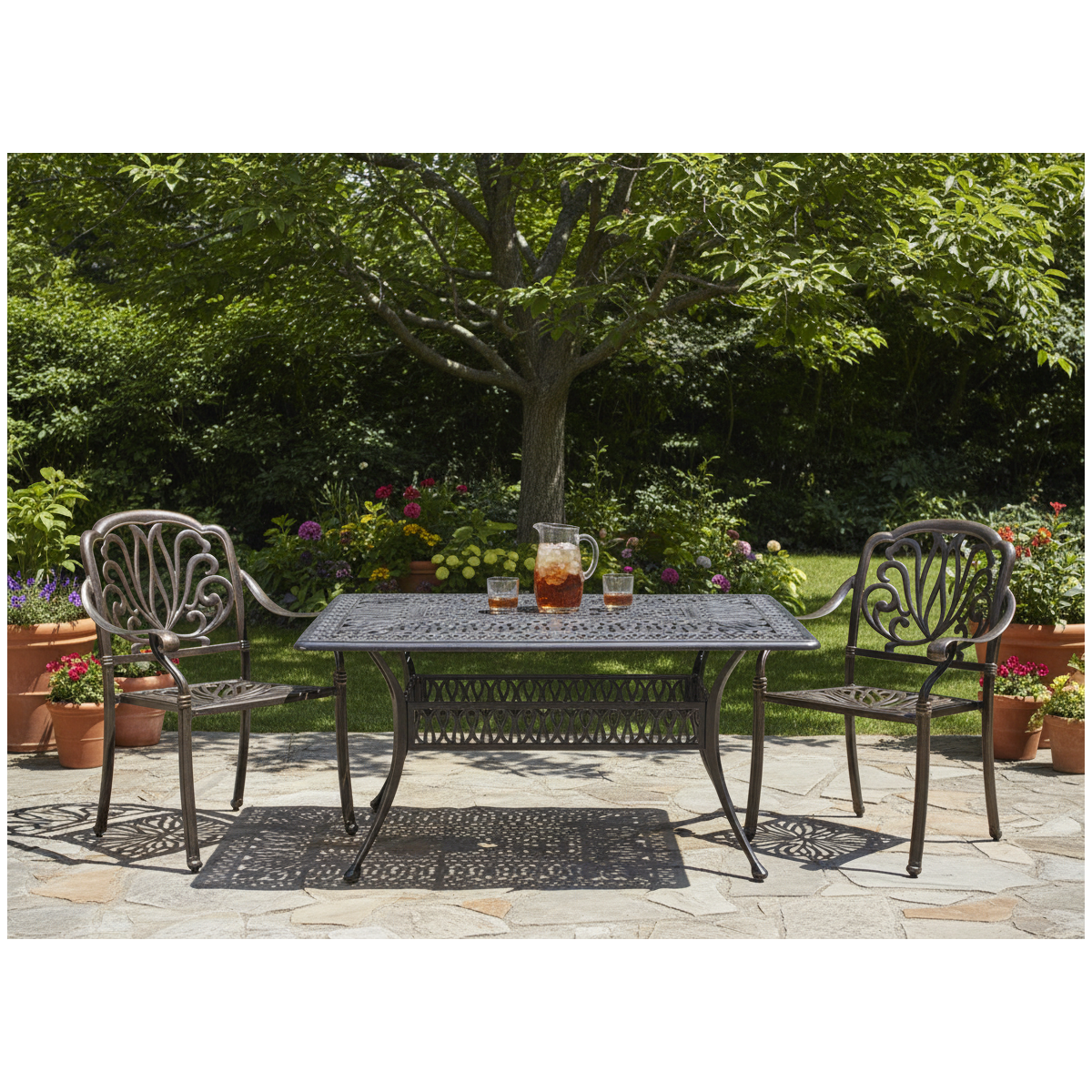Kerti alumínium asztal HASTINGS antik bronz 150 × 90 × 73 cm