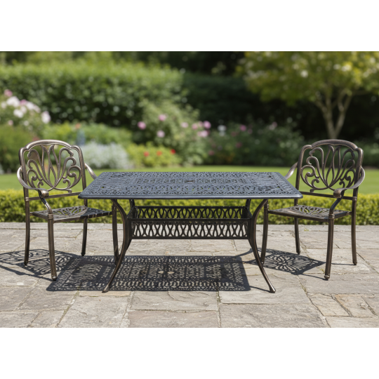 Kerti alumínium asztal HASTINGS antik bronz 150 × 90 × 73 cm