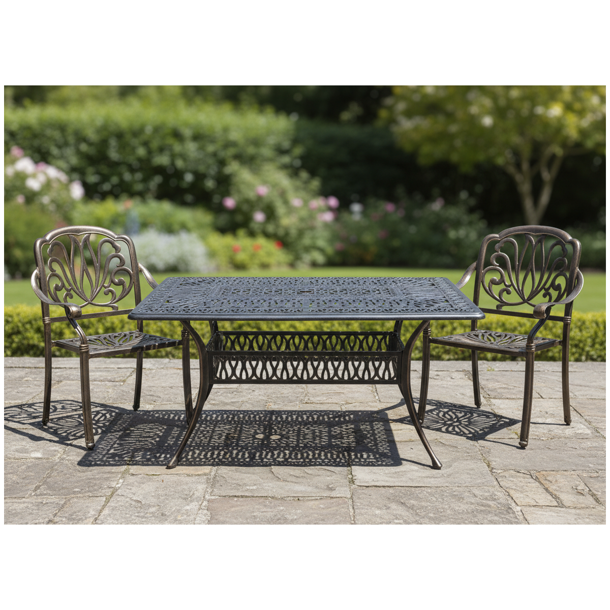 Kerti alumínium asztal HASTINGS antik bronz 150 × 90 × 73 cm