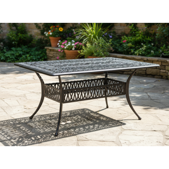 Kerti alumínium asztal HASTINGS antik bronz 150 × 90 × 73 cm