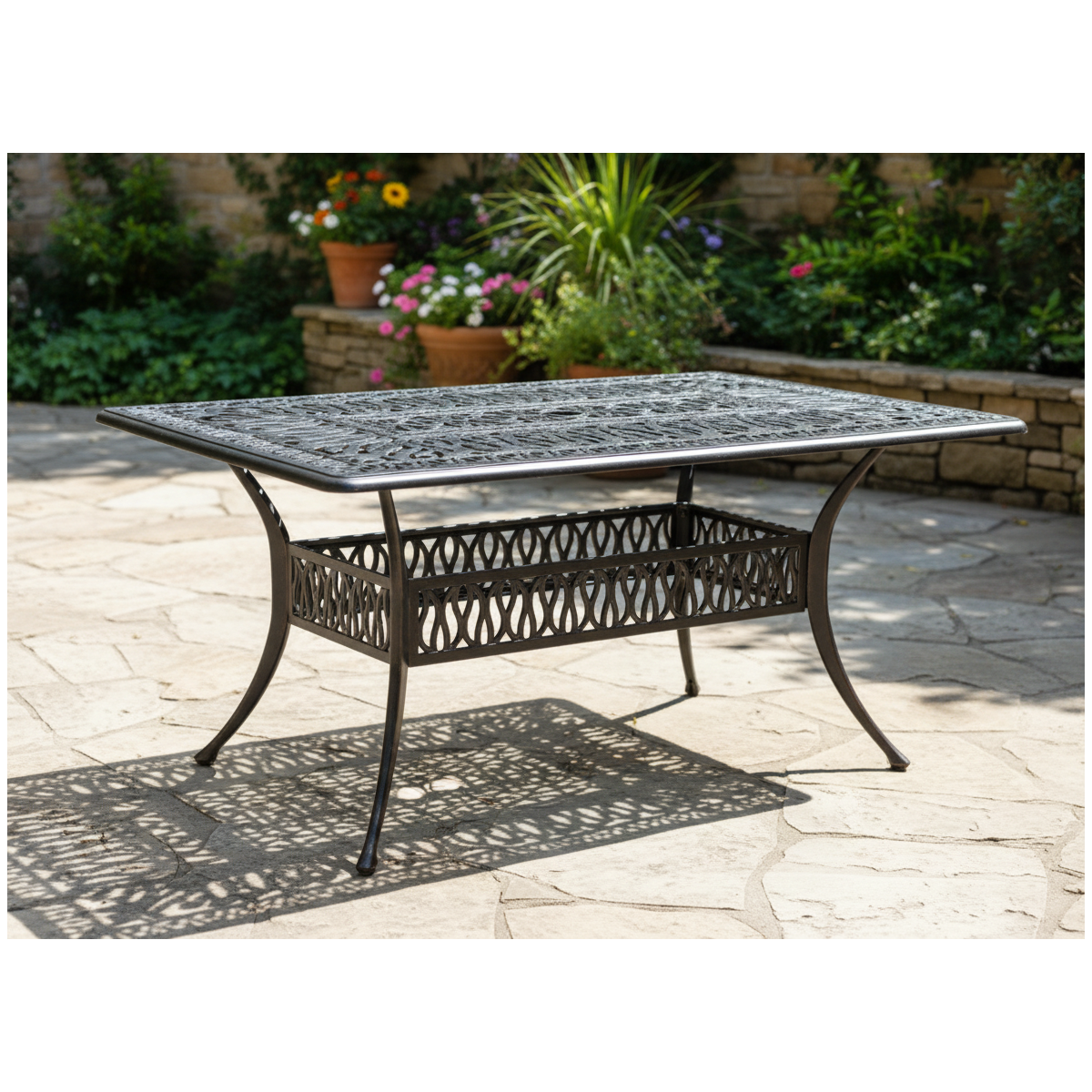 Kerti alumínium asztal HASTINGS antik bronz 150 × 90 × 73 cm