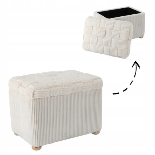 Téglalap alakú fonott puff 60 × 40 × 44 cm – bézs