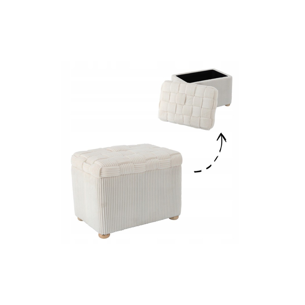 Téglalap alakú fonott puff 60 × 40 × 44 cm – bézs