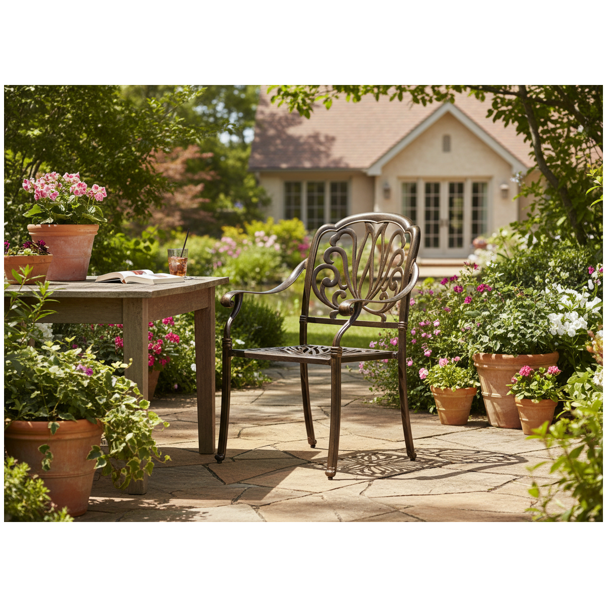 Kerti alumínium fotel HASTINGS antik bronz 65 × 64 × 92 cm
