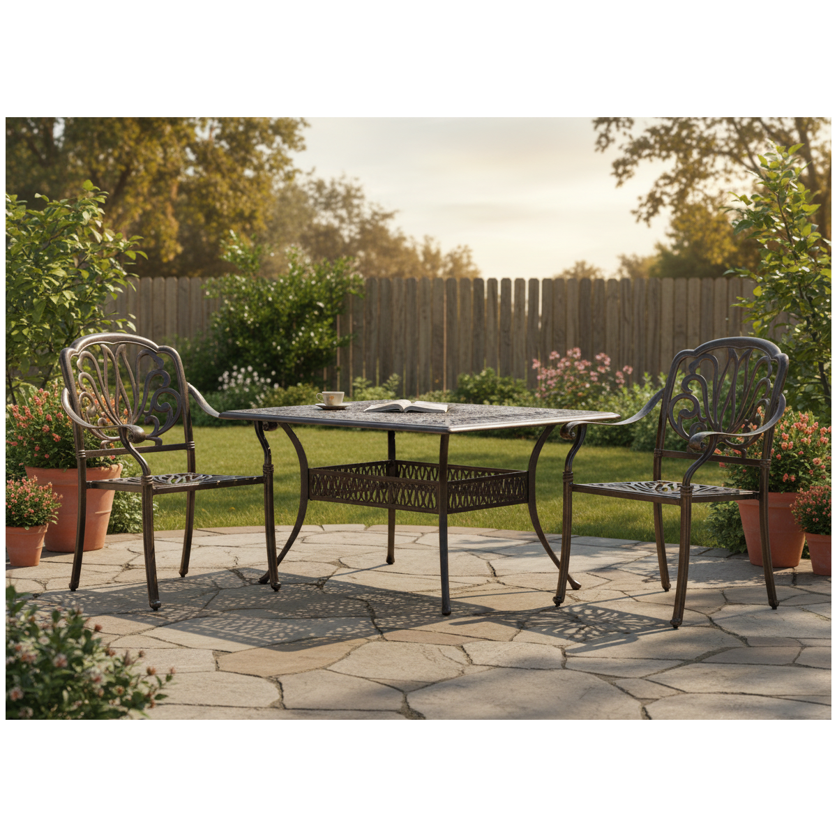 Kerti alumínium fotel HASTINGS antik bronz 65 × 64 × 92 cm