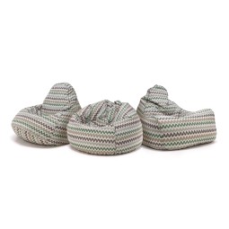 Ülőzsák / fotel Mini Keiko Modern lenvászon, cikcakkos, zöld színben