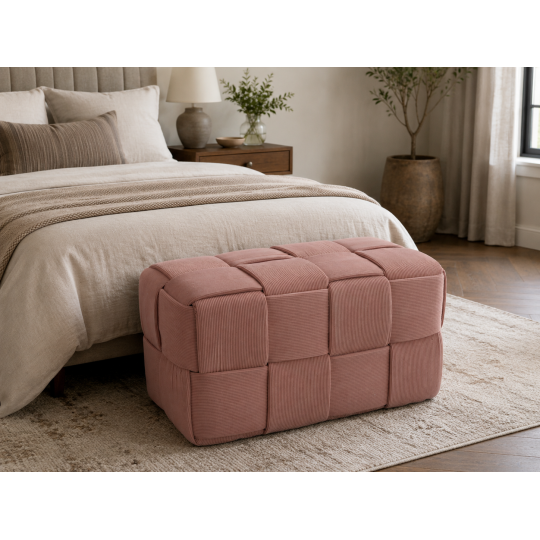 Kötött téglalap alakú puff 72 × 38 × 38 cm – rózsaszín