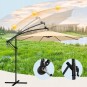 Összecsukható kerti LED napernyő 300 cm, sötétbézs