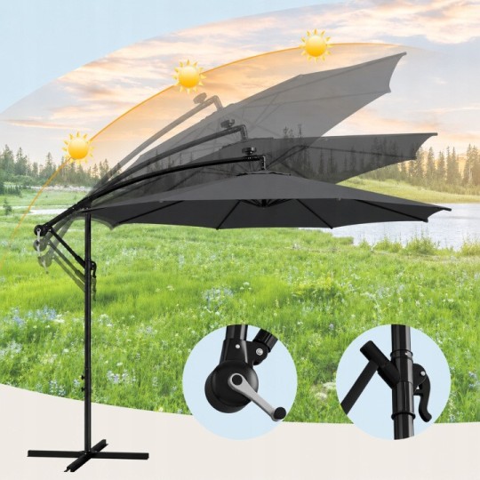 Eredeti LED napernyő, 300 cm sötétszürke színben