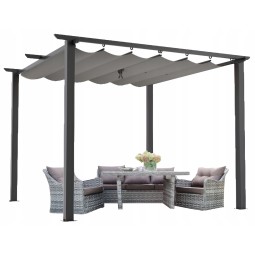 Kerti pergola 3 × 3 m toló tetővel – antracit színű fém pergola teraszra