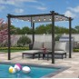 Kerti pergola 3 × 3 m toló tetővel – antracit színű fém pergola teraszra