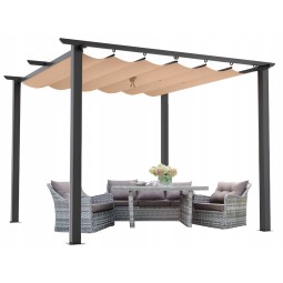 Kerti pergola 3 × 4 m toló tetővel bézs színben