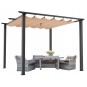 Kerti pergola 3 × 4 m toló tetővel bézs színben