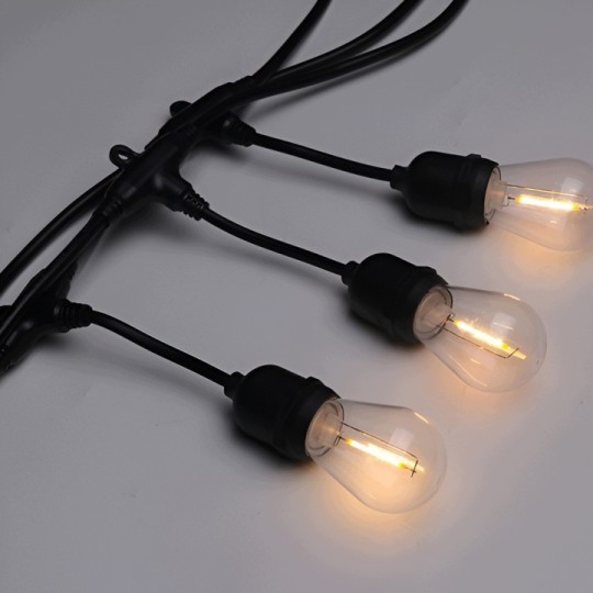 Kerti fényfüzér – 20× LED izzó E27, 20 m