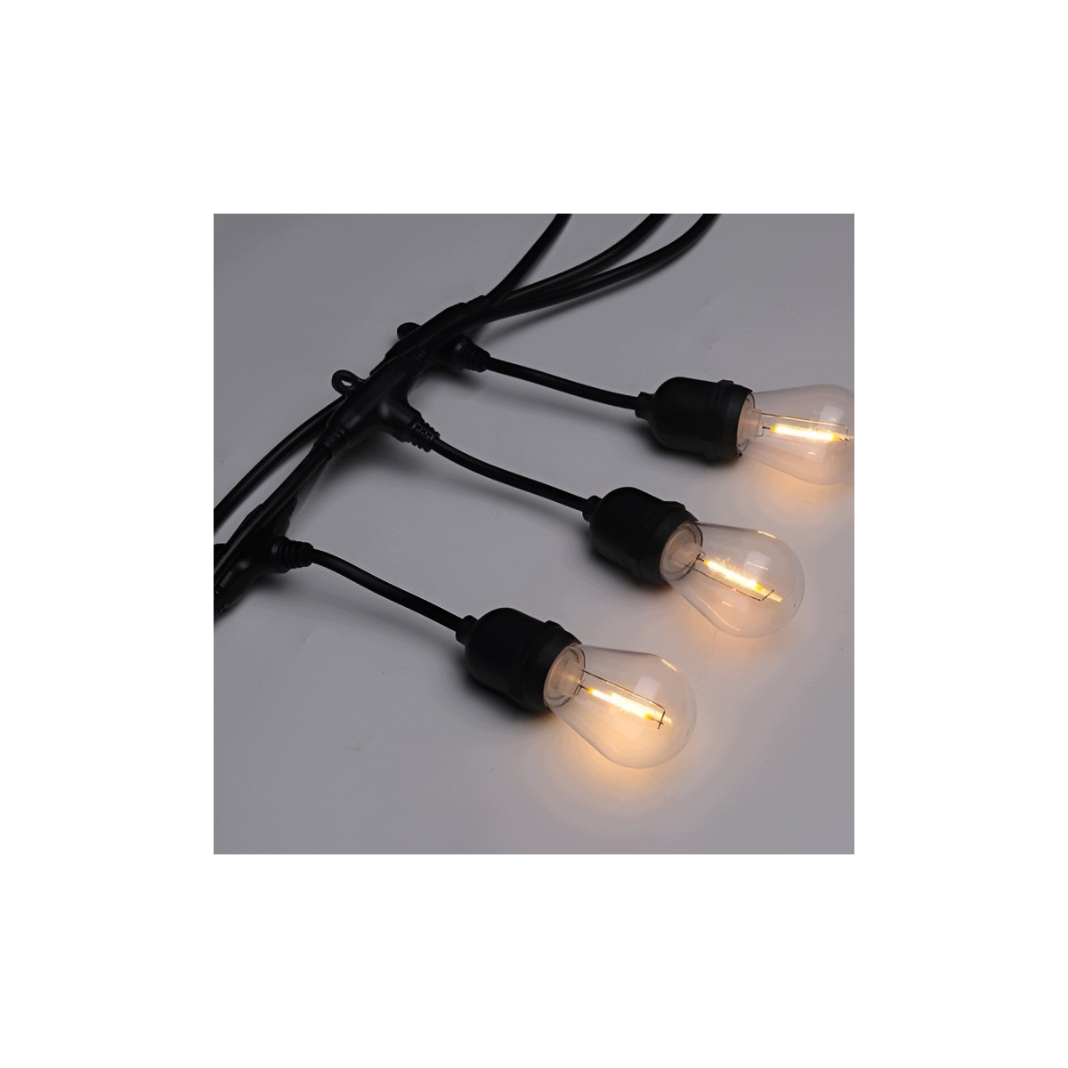 Kerti fényfüzér – 20× LED izzó E27, 20 m