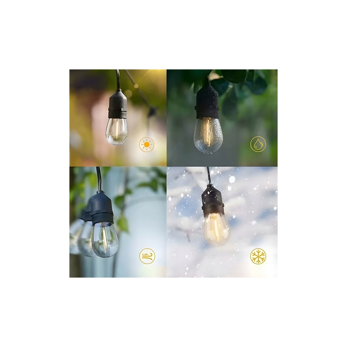 Kerti fényfüzér – 20× LED izzó E27, 20 m