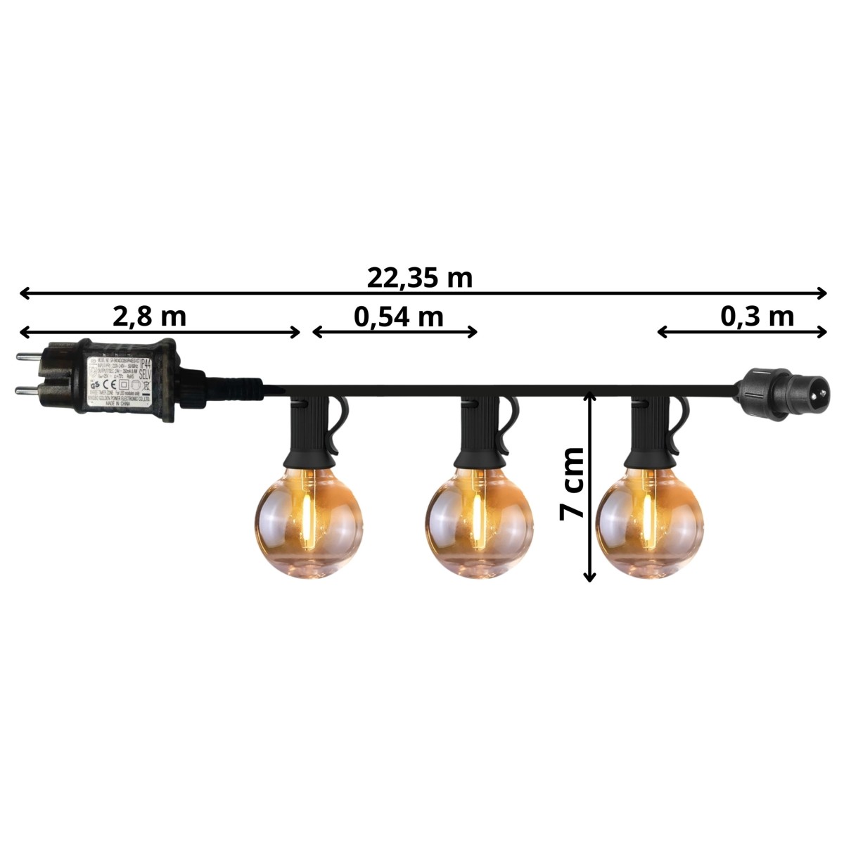 LED fényfüzér 20 m – 36 izzó, meleg fehér, távirányító
