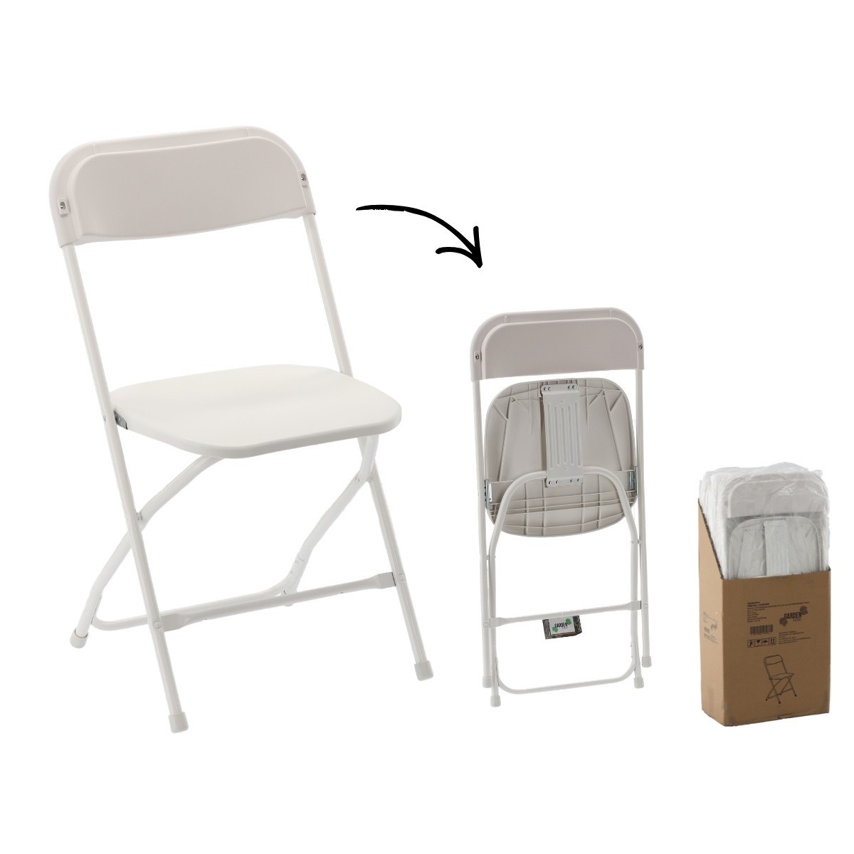 Összecsukható catering szék 49,5 × 45 × 81 cm – fehér