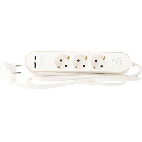 Hosszabbítókábel kapcsolóval – 3 aljzat, USB-A, USB-C, 1,5 m
