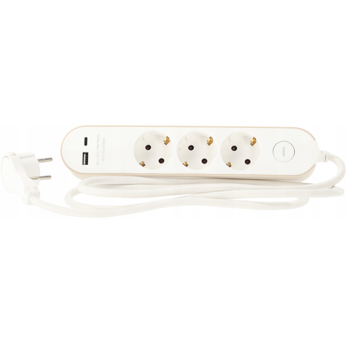 Hosszabbítókábel kapcsolóval – 3 aljzat, USB-A, USB-C, 1,5 m