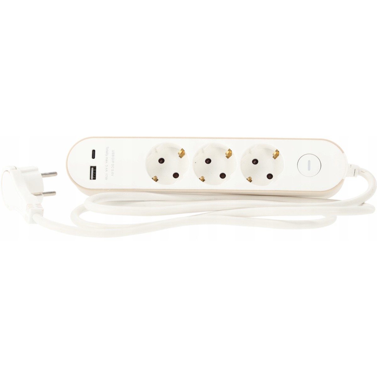 Hosszabbítókábel kapcsolóval – 3 aljzat, USB-A, USB-C, 1,5 m