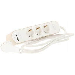 Hosszabbítókábel kapcsolóval – 3 aljzat, USB-A, USB-C, 1,5 m