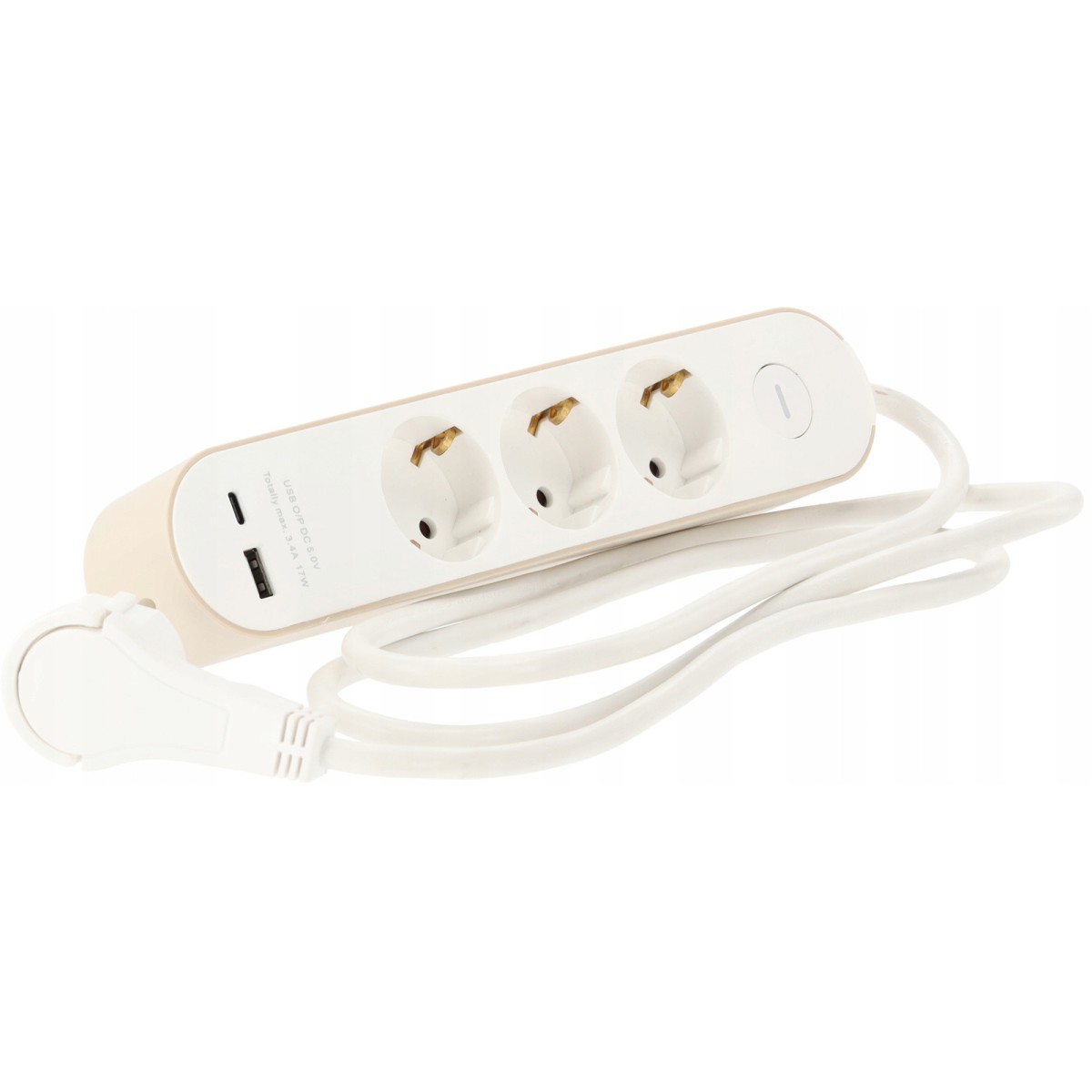 Hosszabbítókábel kapcsolóval – 3 aljzat, USB-A, USB-C, 1,5 m