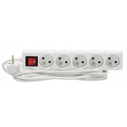 Hosszabbítókábel kapcsolóval – 5 aljzat, 3 m, fehér