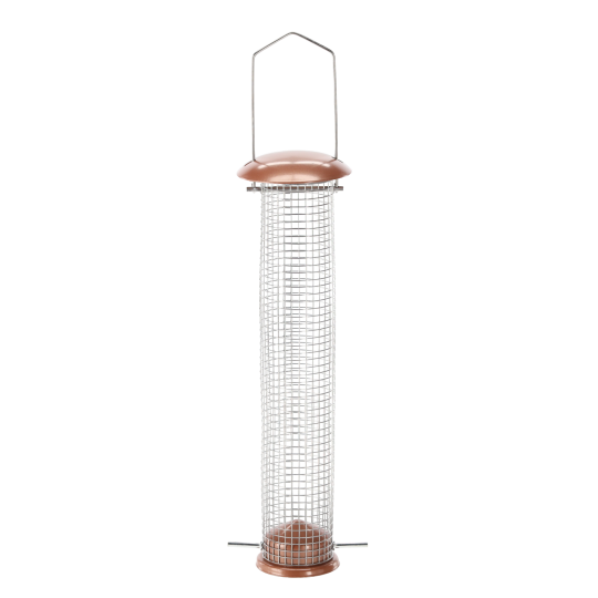 Függesztett fém madáretető magvakhoz 9 × 39 cm – rézszínű