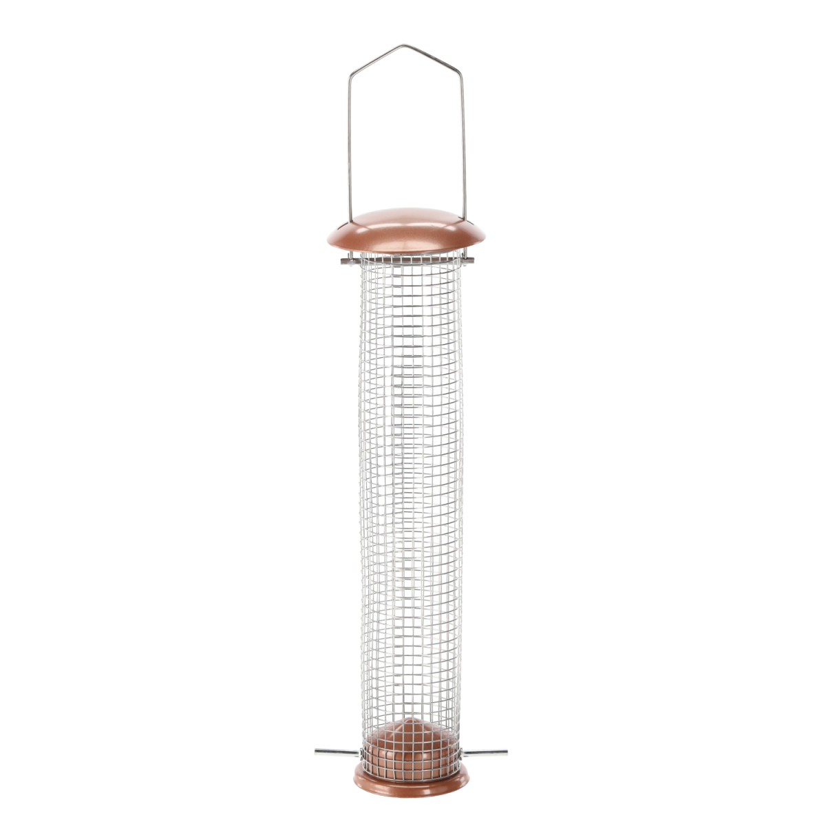 Függesztett fém madáretető magvakhoz 9 × 39 cm – rézszínű