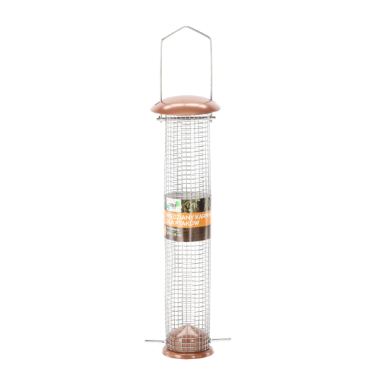 Függesztett fém madáretető magvakhoz 9 × 39 cm – rézszínű