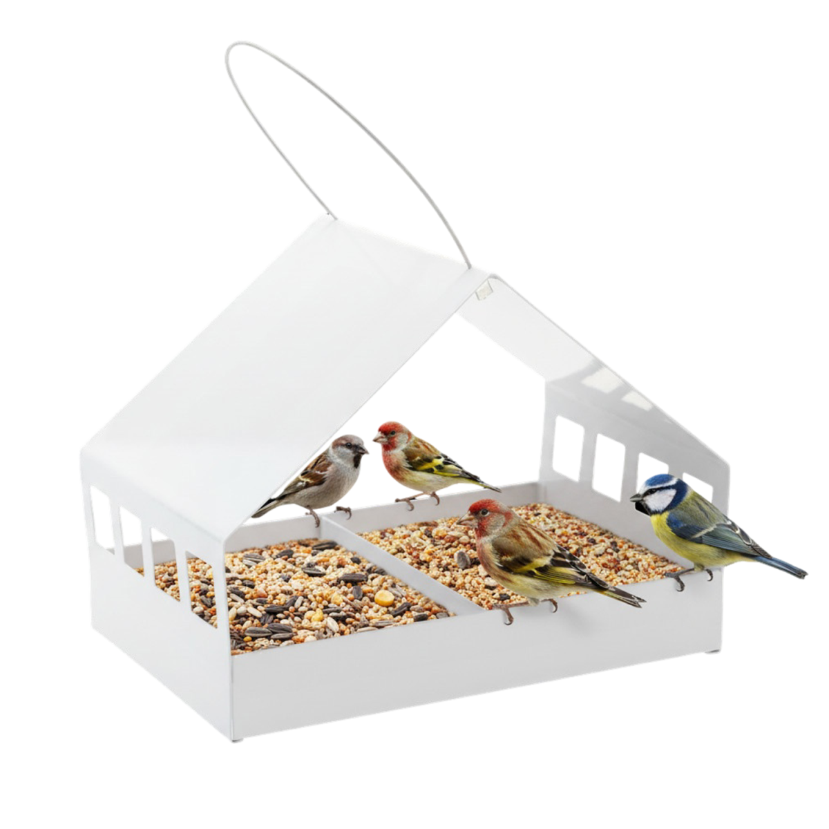 Függő fém madáretető – házikó 33 × 23 × 25 cm