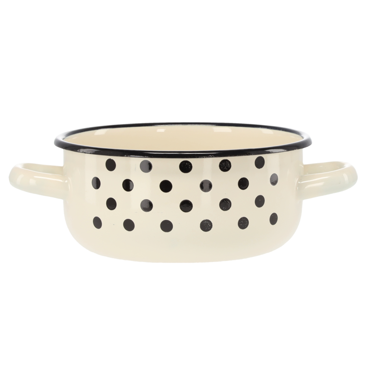 Zománcozott, kétfüles lábas 1,5 l – 16 cm, fehér pöttyökkel