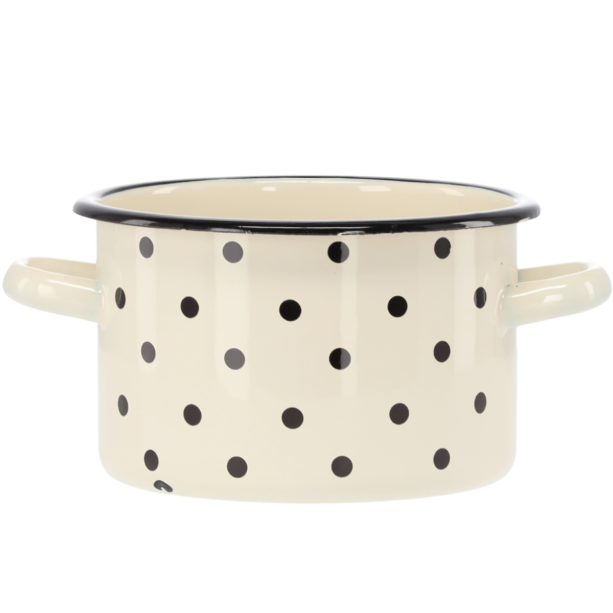 Zománcozott fazék 2 l – 16 cm, fehér pöttyökkel